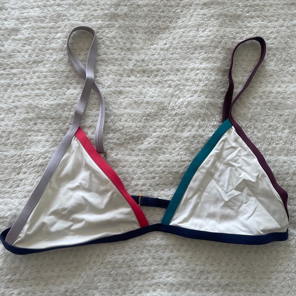 Tavik Jett triangle bikini top in white multi - Picture 3 of 5